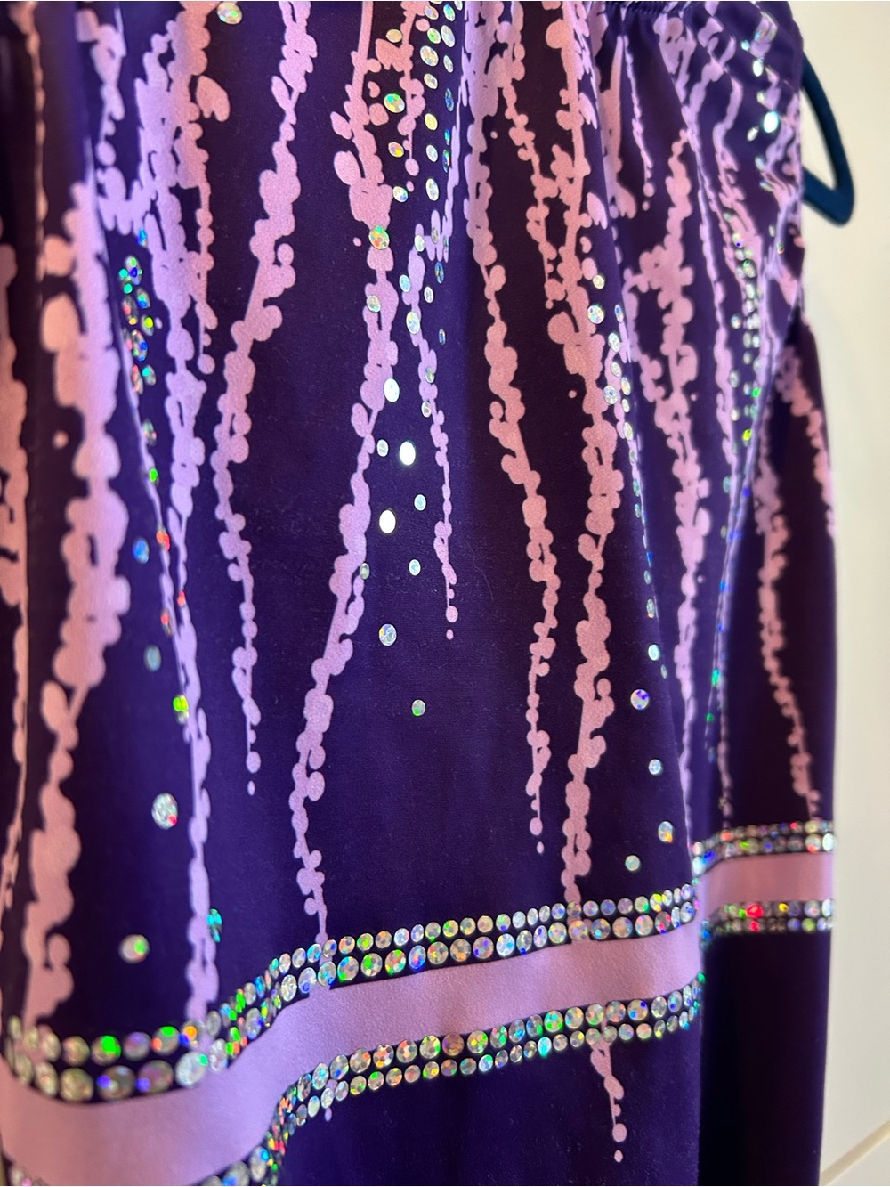 GK Purple Leotard with Pink Pattern and Sequin Accents - Size AM - Picture 5 of 8
